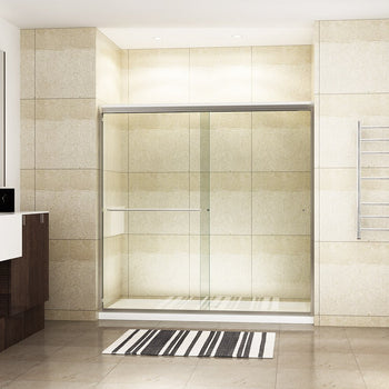 SEMI-FRAMELESS SLIDING SHOWER DOORS B0322P HEAVY CLEAR GLASS